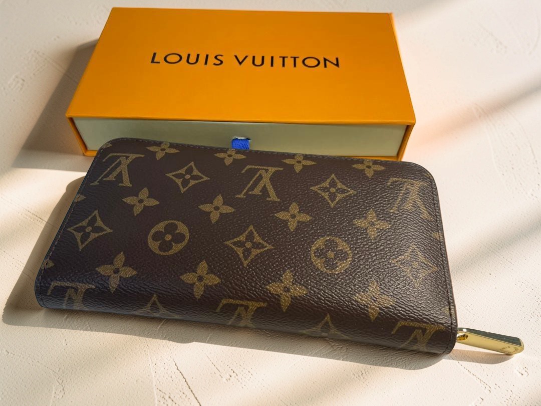 LOUIS VUITTON MONOGRAM ZIPPY WALLET ZIP AROUND LONG PURSE BROWN  W\\B.