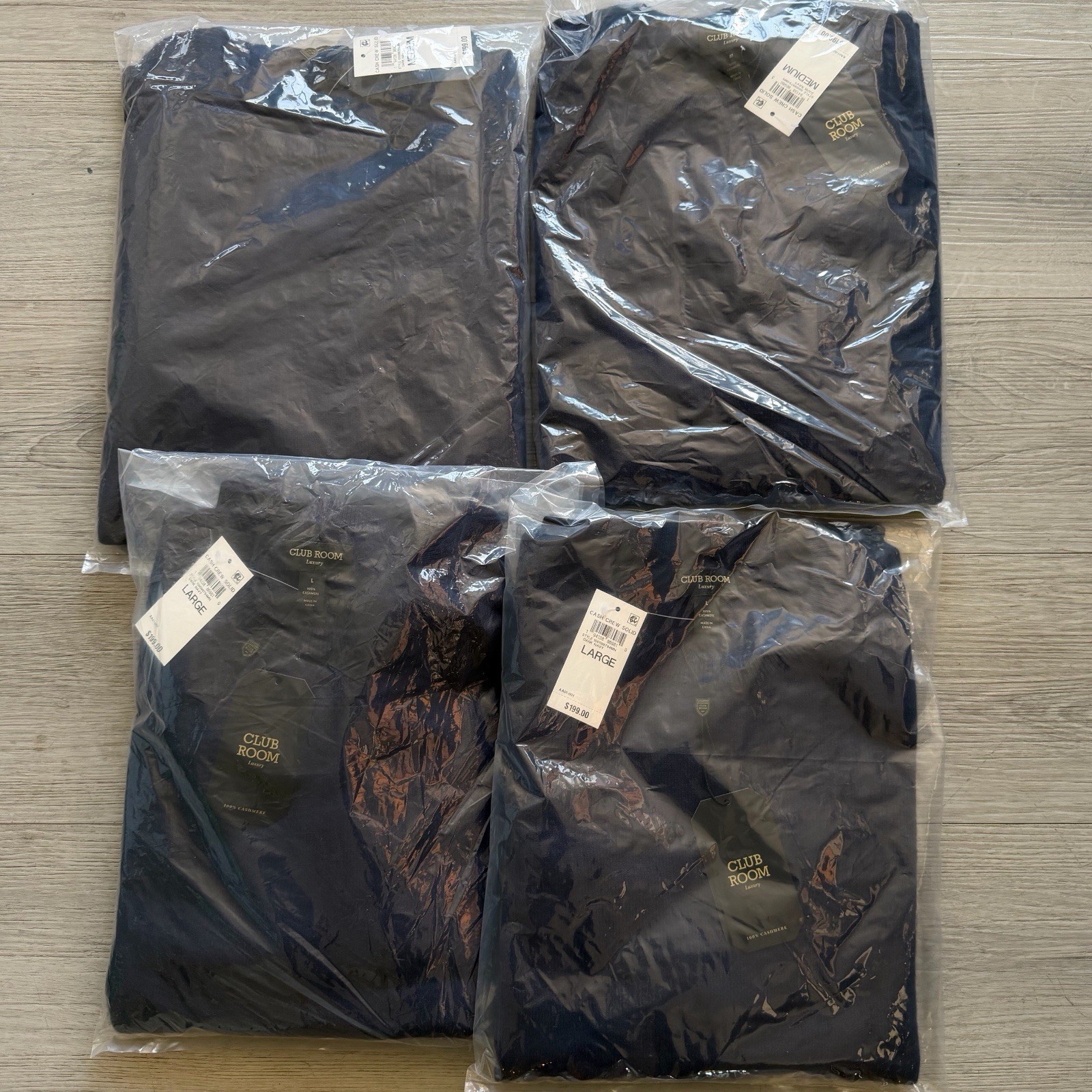 LOT OF 4 NWT CLUB ROOM LUXURY MENS 100% CASHMERE CREWNECK SWEATERS MED-LARGE
