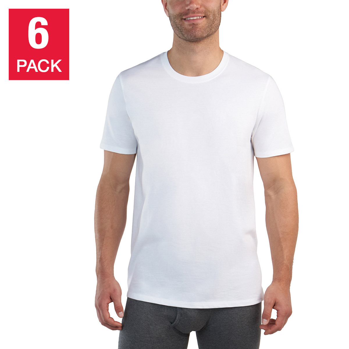 Kirkland Signature Men's Midweight Crew Tee, 6-pack 100% Cotton White Black S-3X