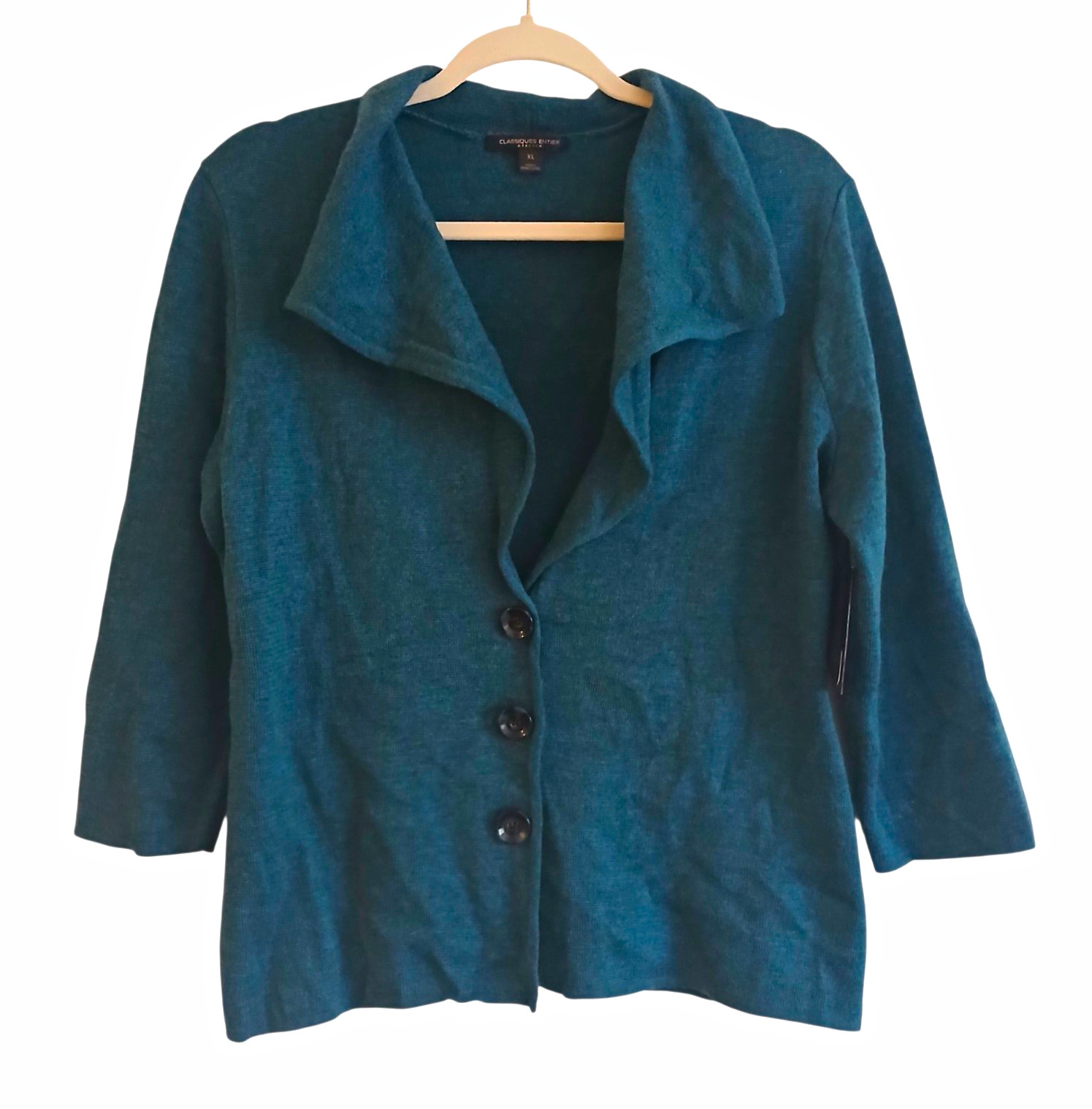 NEW Classiques Entier Atelier 100% Merino Wool Knit Cardigan Jacket XL Teal