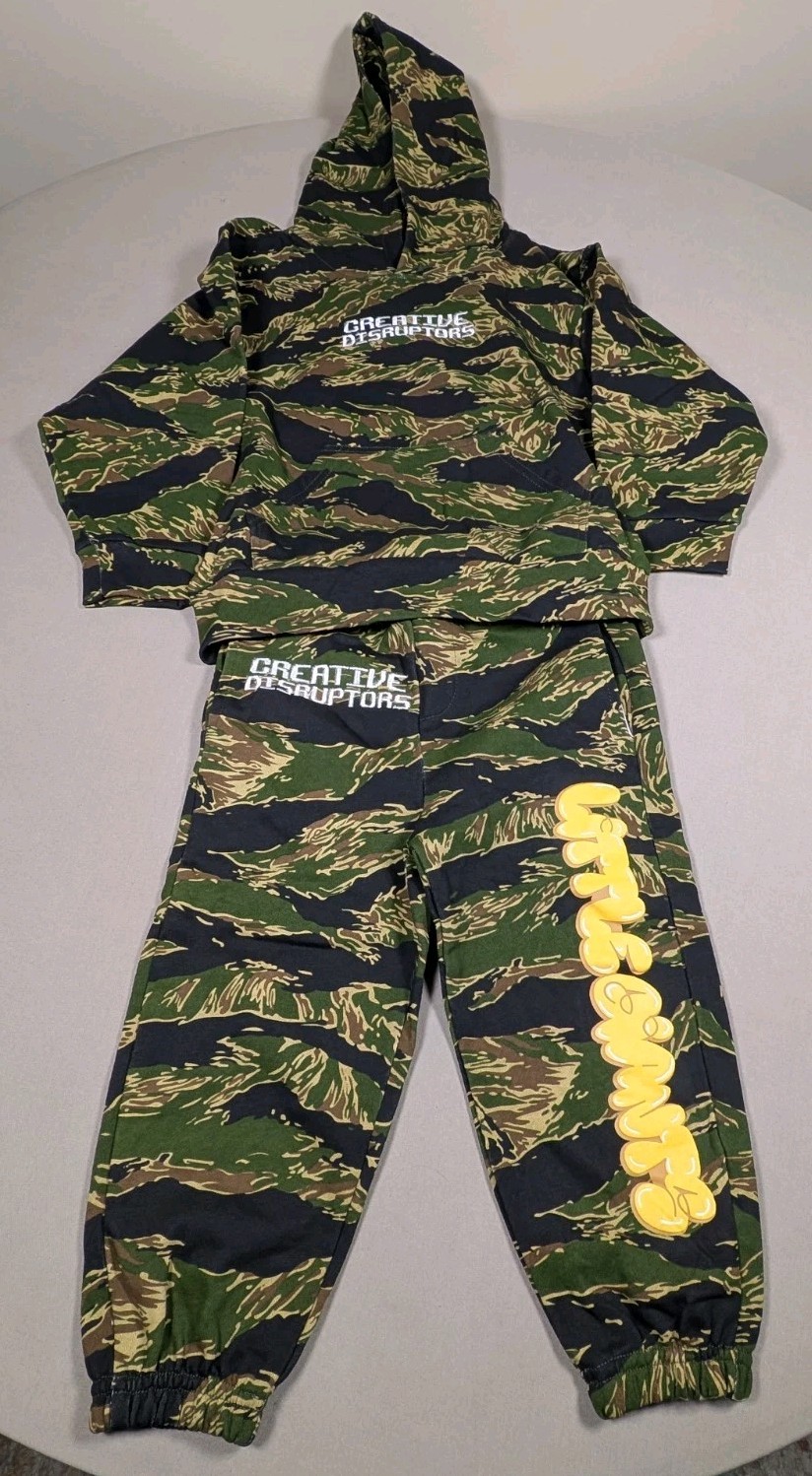 Little Giants Giant Shorties Tiger Stripe Camo Hoodie&Pants Sweat suit Size 4T