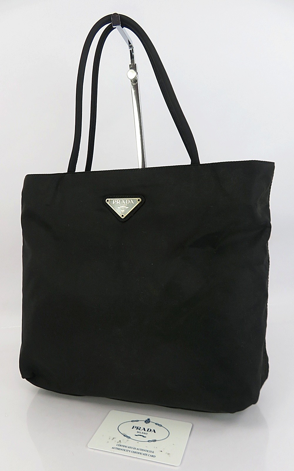 Authentic PRADA Black Nylon Tote Bag Purse #64894