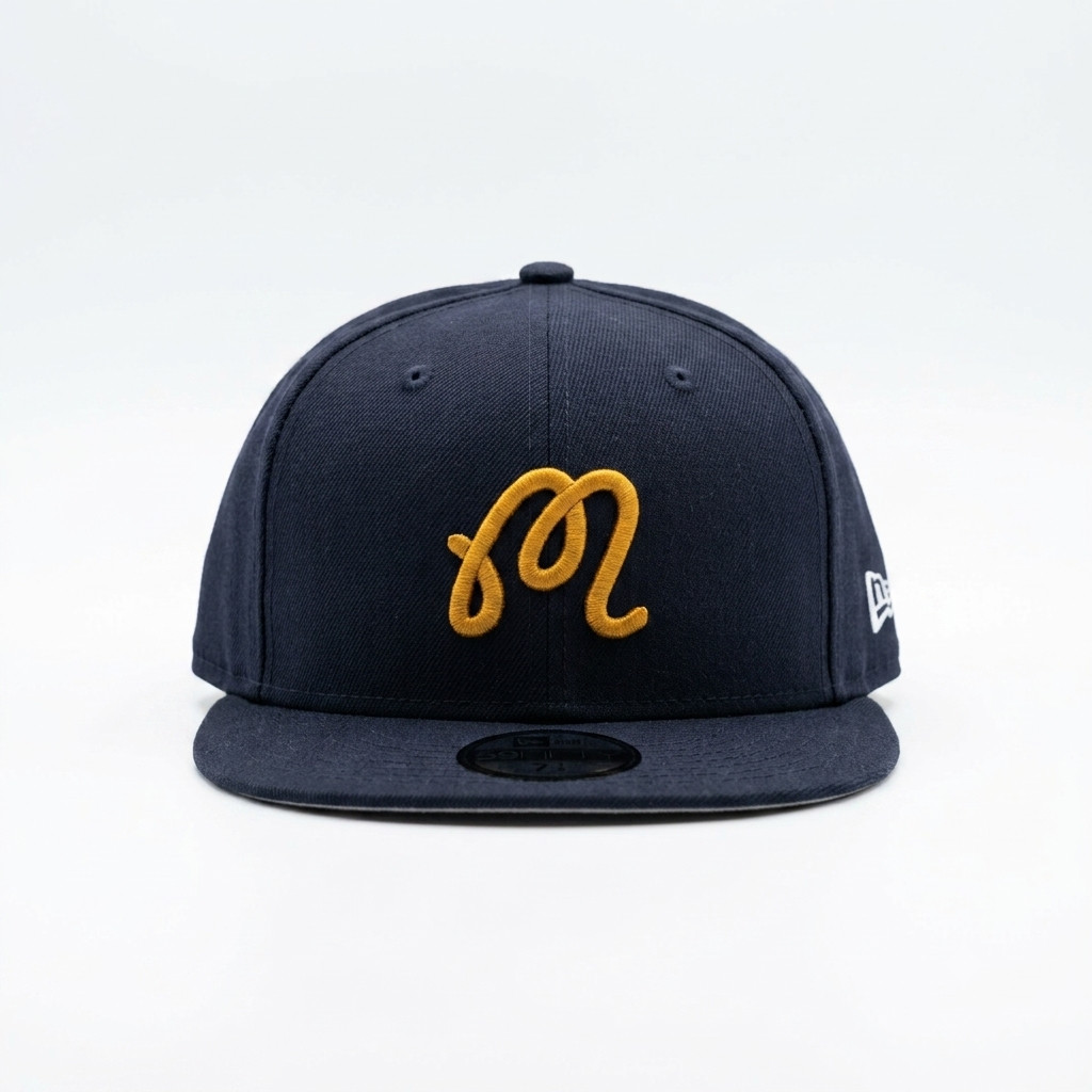 Custom Malbon x New Era 9FIFTY Snapback Hat Navy Orange Golf Cap Knicks 3d puff