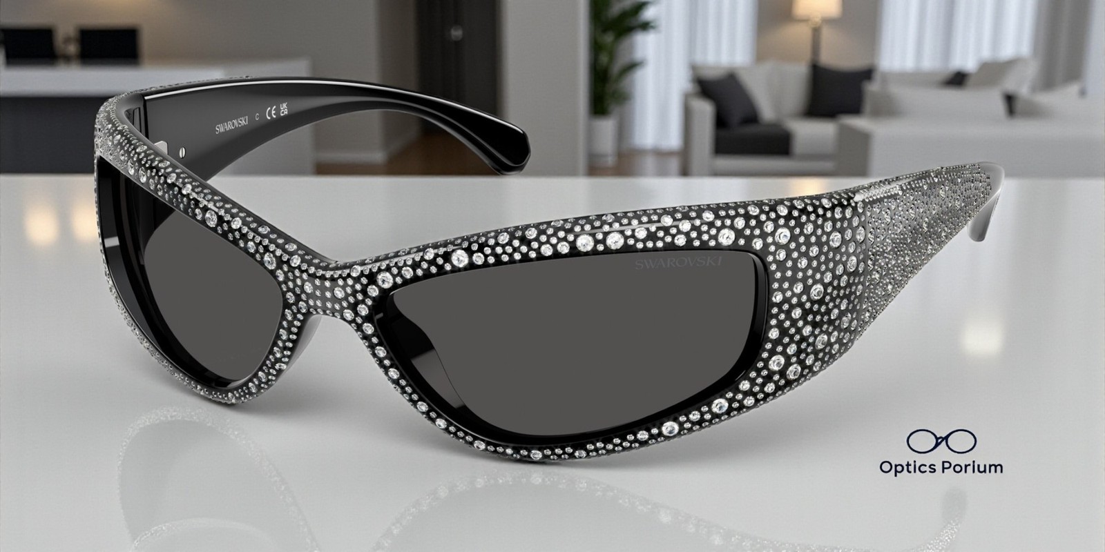 SWAROVSKI SK6027 100187 Black Dark Grey 60 mm Women\'s Sunglasses