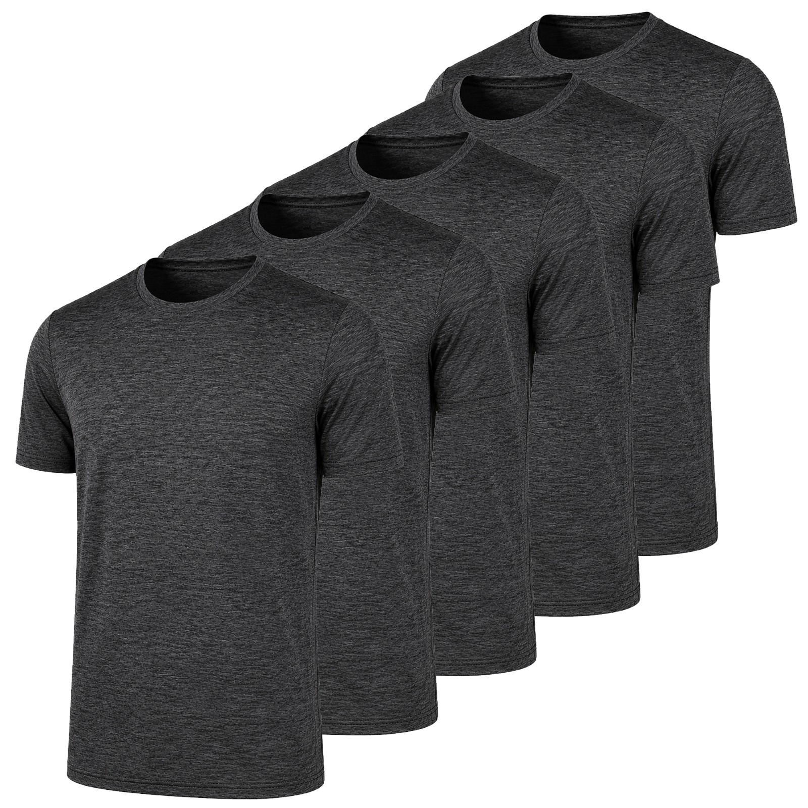 5 Pack Men's Quick Dry Athletic T-Shirts: Moisture Wicking Tees