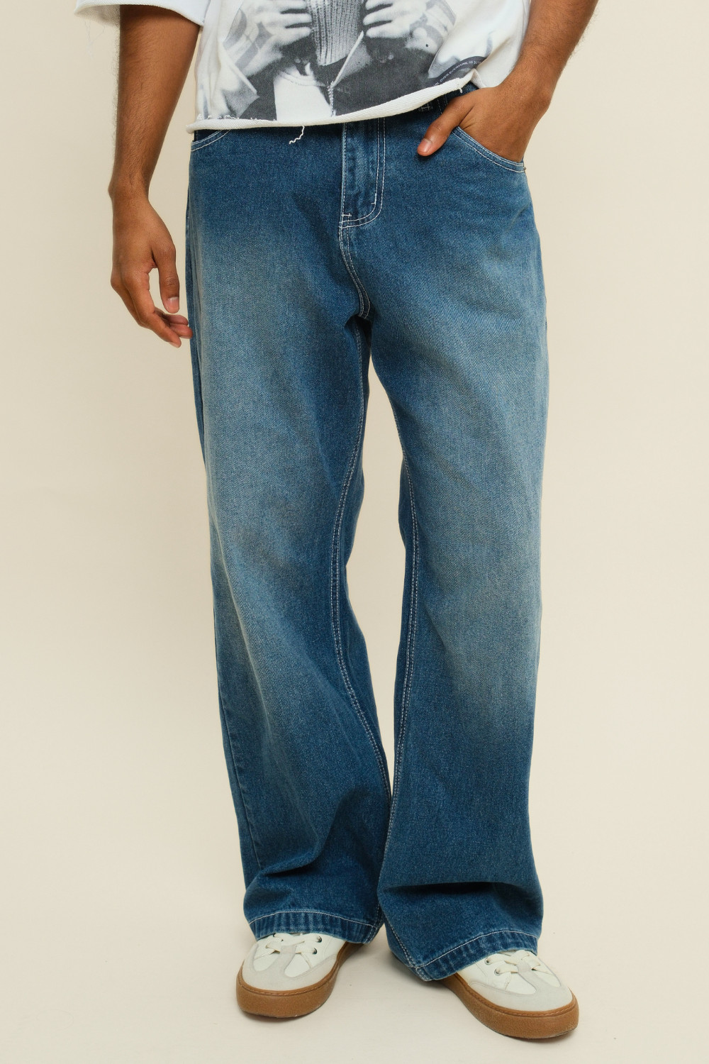 Victorious Men's Ultra Baggy Y2K Wide-Leg Cotton Denim Jeans DL981