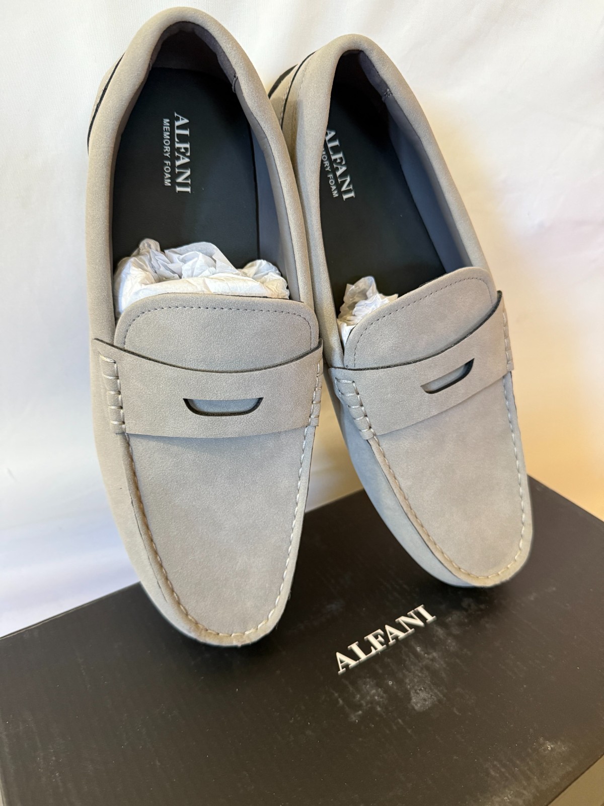 Alfani Men\'s Marco Slip-On Penny Drive Shoes Loafers Gray 9.5 M US Memory Foam
