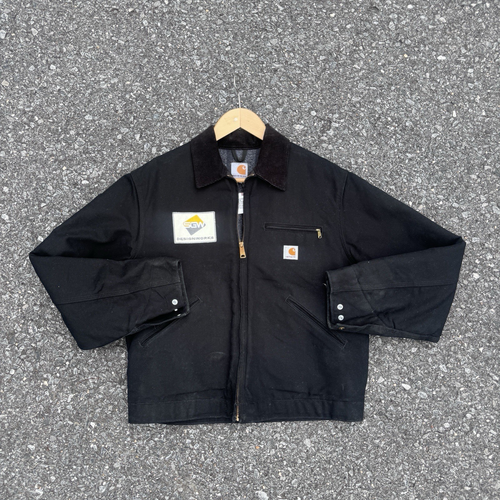 Vintage Carhartt J01 BLK Blanket Lined Black Detroit Jacket Mens Size Large