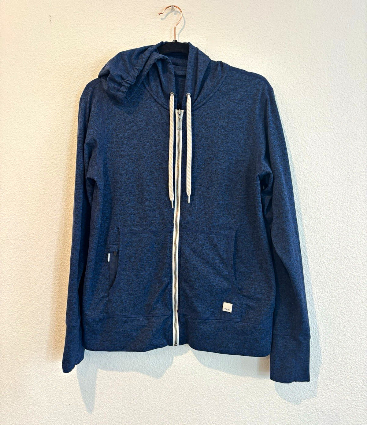 Vuori Women\'s M Blue Solid Full Zip Hooded Hoodie with Zip Pocket