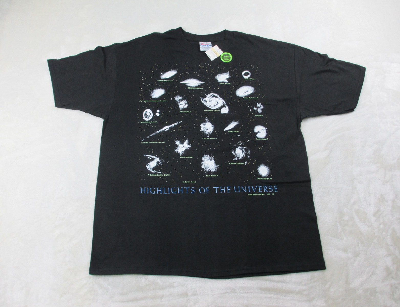 NEW VINTAGE Libety Graphics Shirt Mens XL Black Highlights Of The Universe 90s