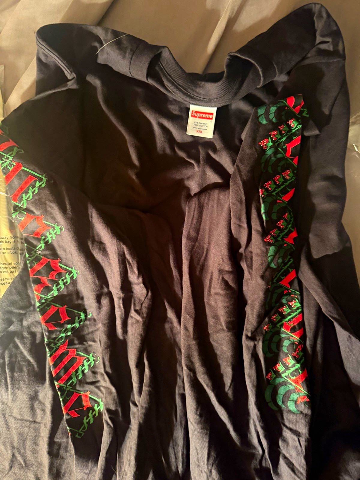 Supreme Strawberries L/S Tee Black 2XL Preshrunk Cotton Graphic Logo Crew