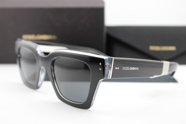 NEW DOLCE & GABBANA DG 4413 675/R5 BLACK CLEAR AUTHENTIC SUNGLASSES 48-23