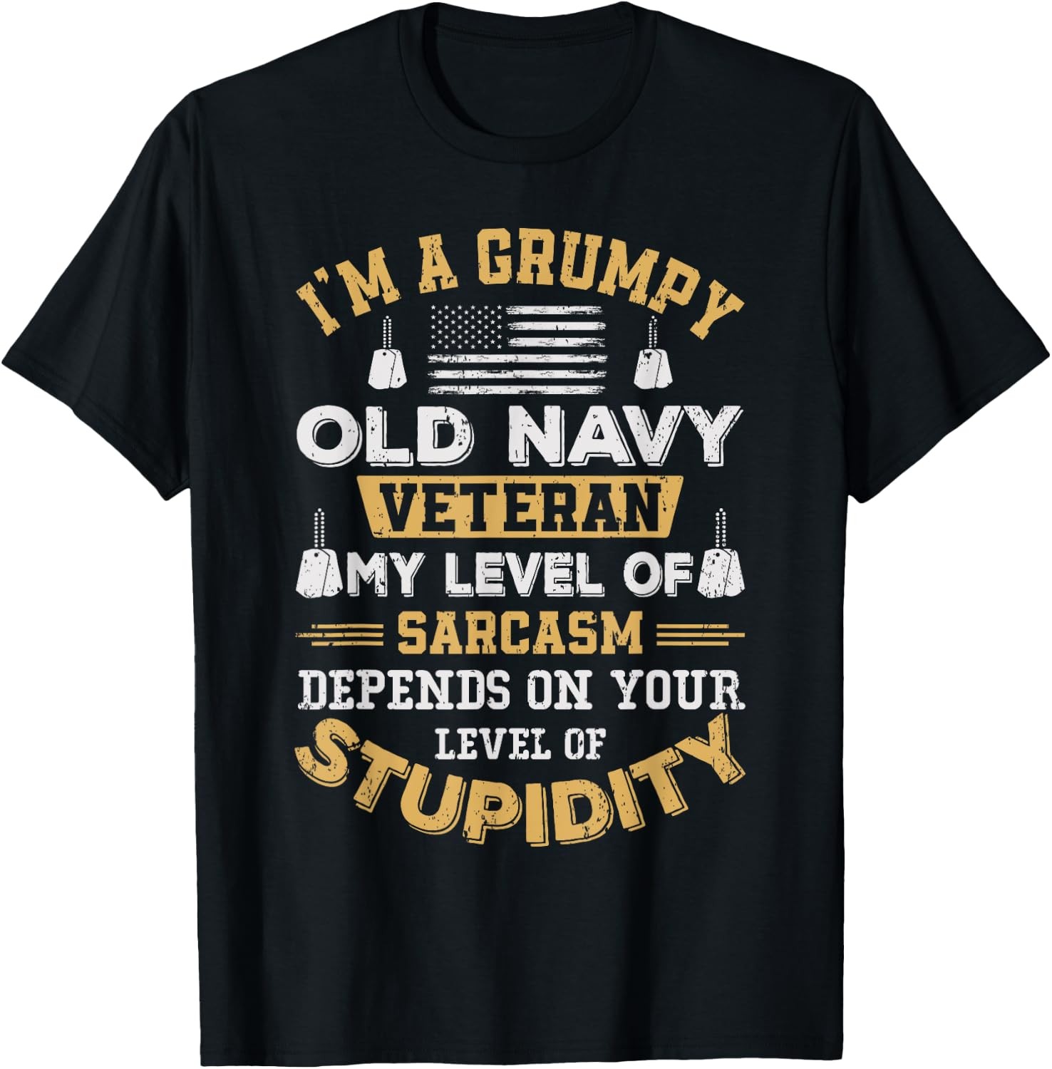 Grumpy Old Veteran Patriotic Funny Military Graphic T-Shirt Unisex Black