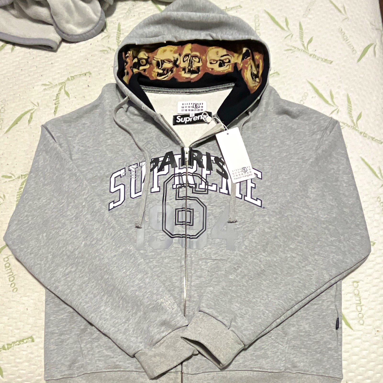 Supreme x MM6 Maison Margiela Gray Full Zip Skull Hoodie Men’s Size M