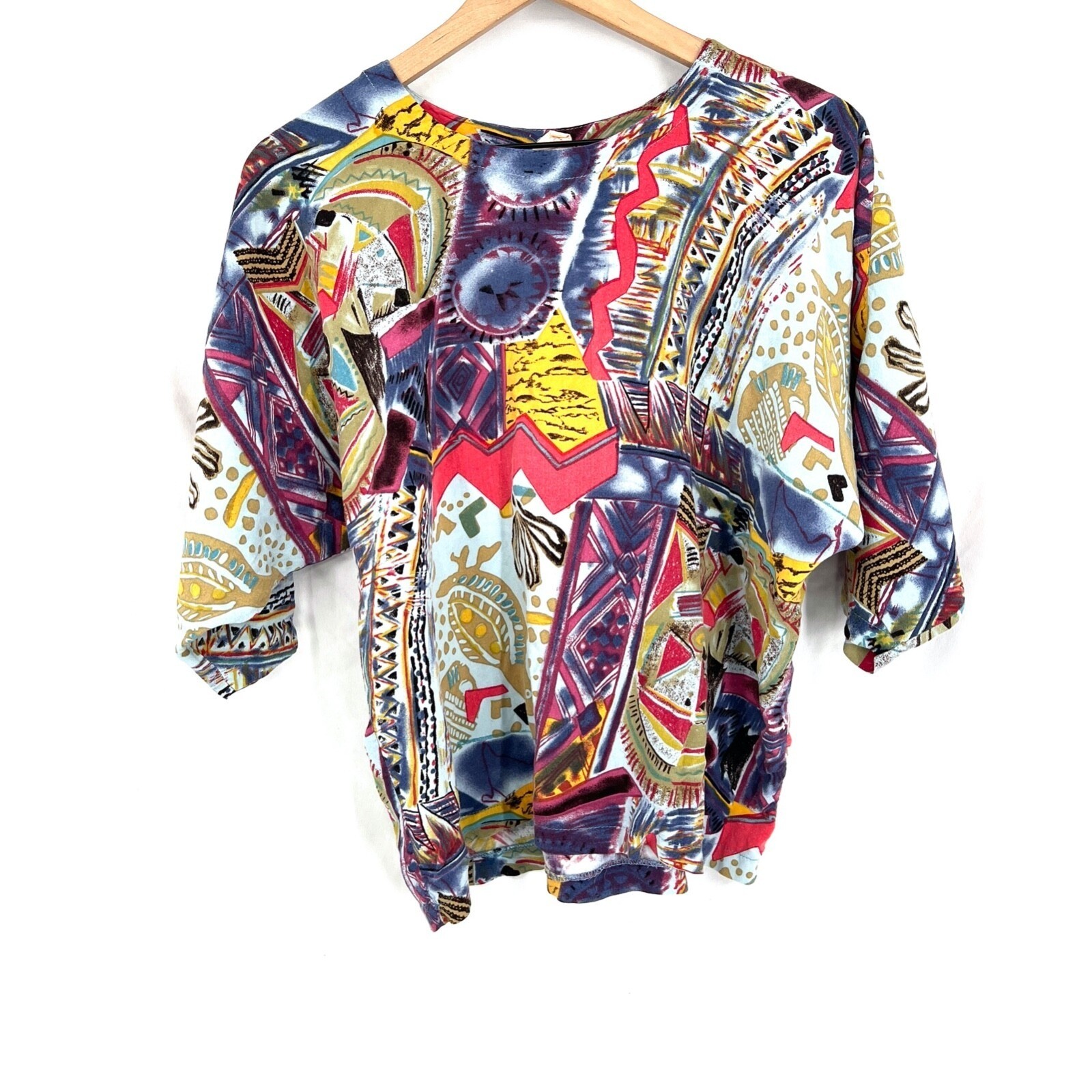 Vintage 90s Touch of Class abstract modern art to wear top blouse maximalist OS