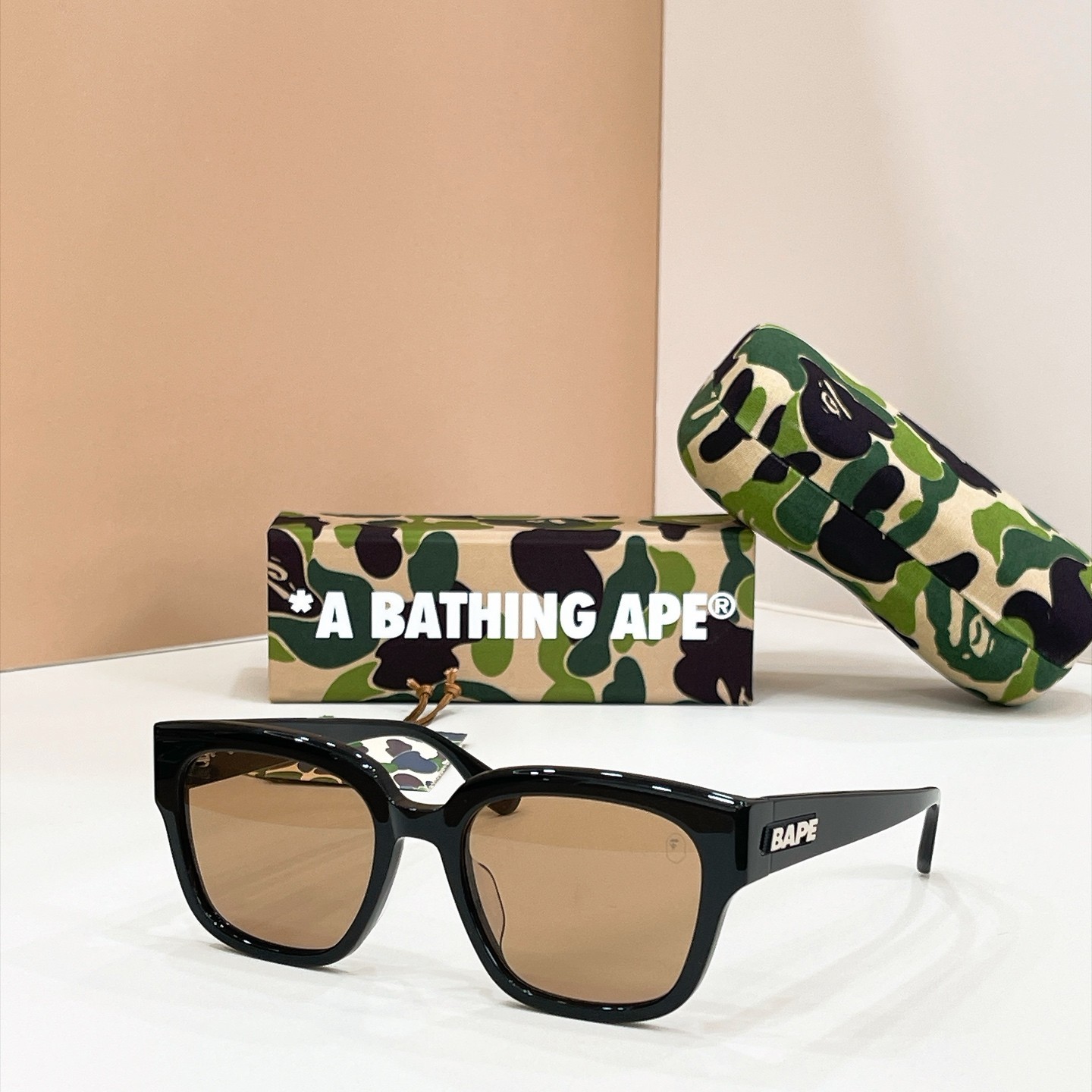 A Bathing Ape BAPE BS13025 Square Eyeglasses Black Clear Lens 56-20-145 New Case