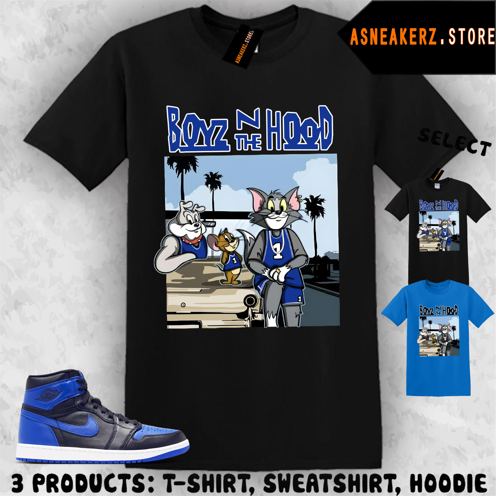 Tee Shirt Matching AJ 1 High OG Royal To Match Sneaker Boyz T&J T-Shirt