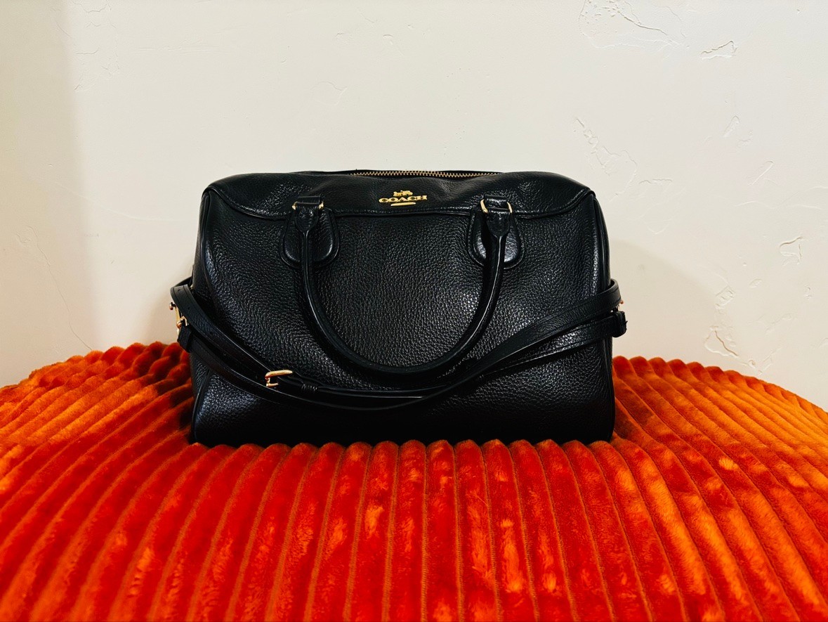 Coach Bennett Satchel F31376 Black Pebbled Leather Gold Hardware Crossbody