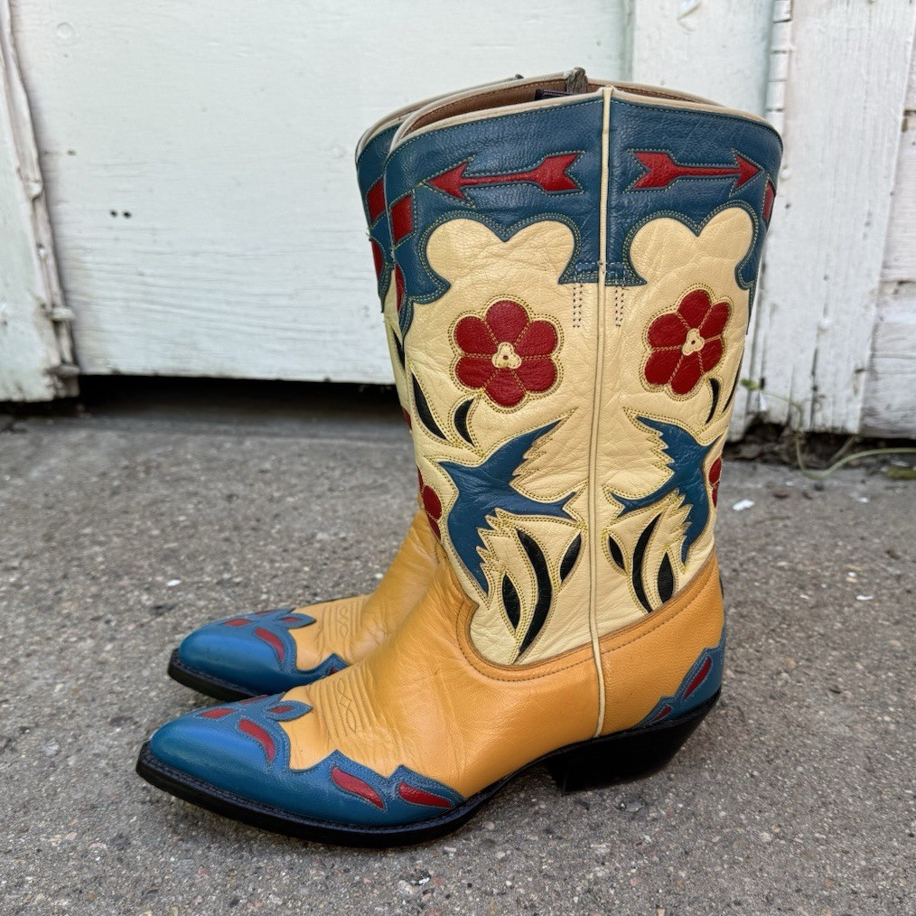 RARE Montana Boot Co. Women\'s Bluebird Western Boots Goat Leather 7B
