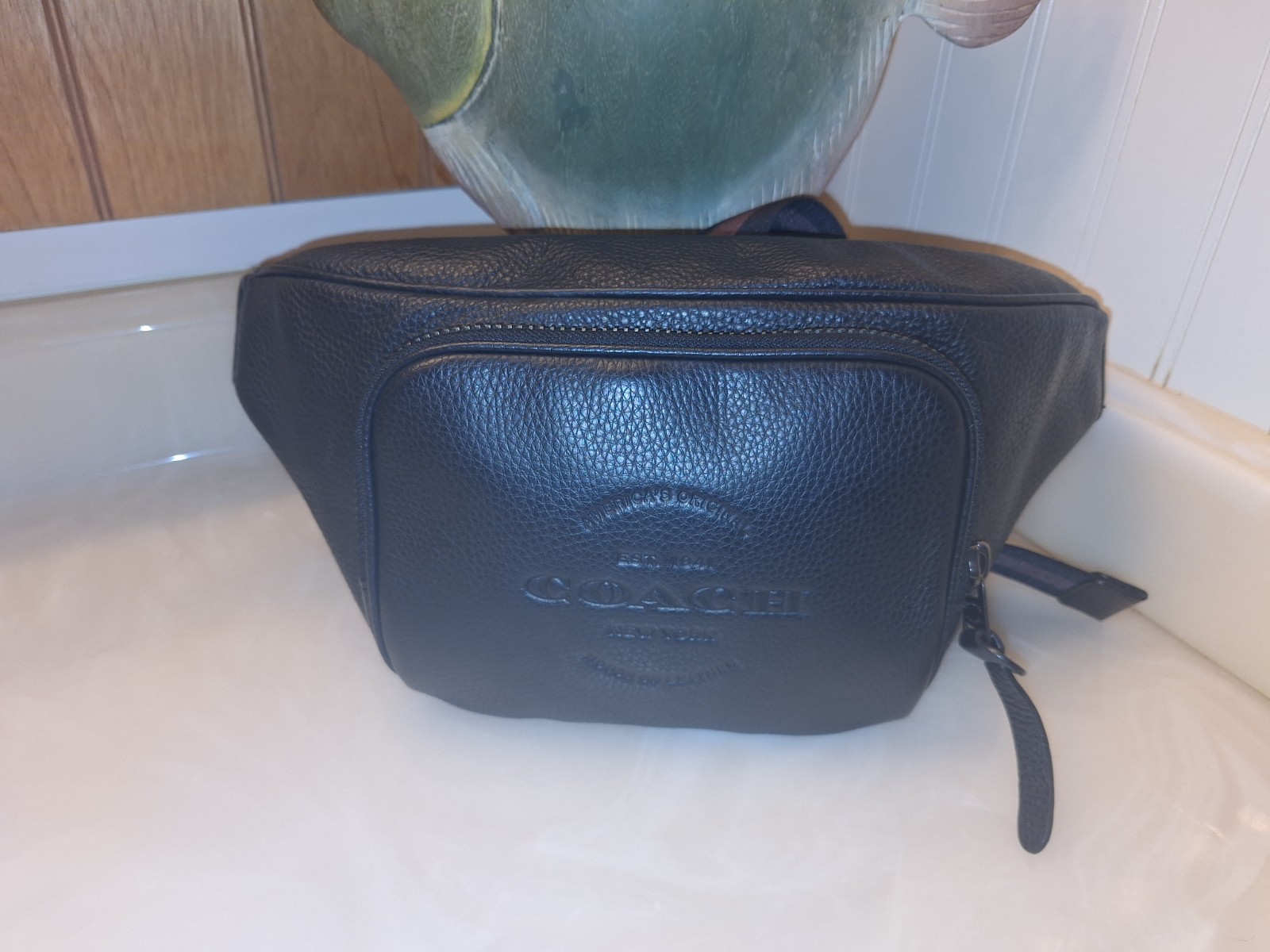 Coach Thompson Black Pebbled Leather Belt Bag Fanny Pack-C5393
