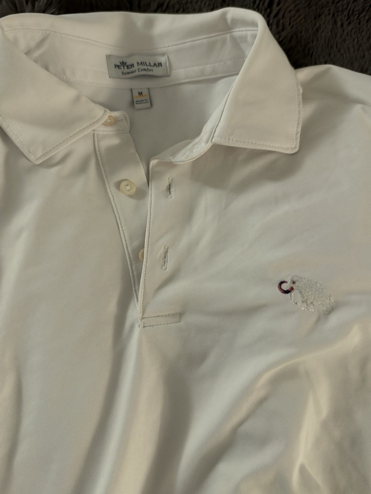 Peter Millar Summer Comfort Polo Mammoth Dunes Sand Valley Mens M White