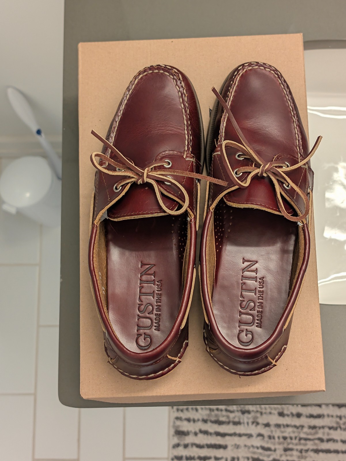 Gustin Boat Shoes - Burgundy - Size 10 (NEARLY BRAND NEW)