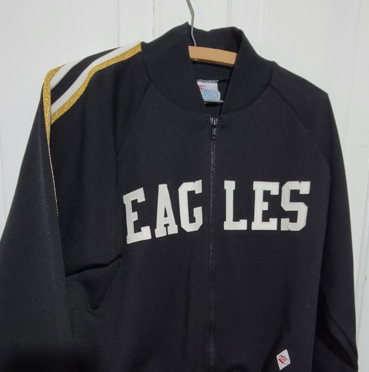 EUC 80s Vintage Eagles CDT Zip Front Jacket Sm USA Black Cheerleader Pockets