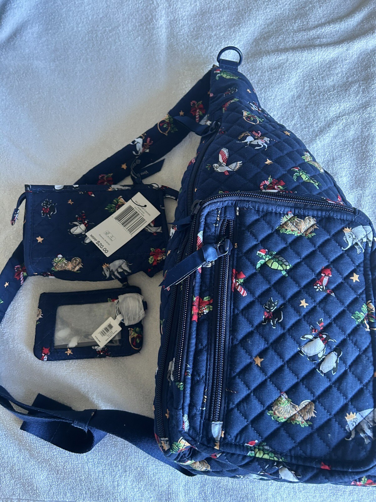 Vera Bradley Christmas Sling Snow Globes Motif Coin Purse Makeup Tote