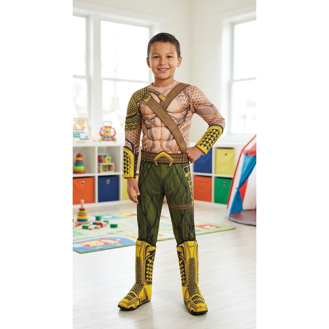 Aquaman Muscle Chest Costume Boys Kid Rubies Batman v Superman DC Comics L 12-14