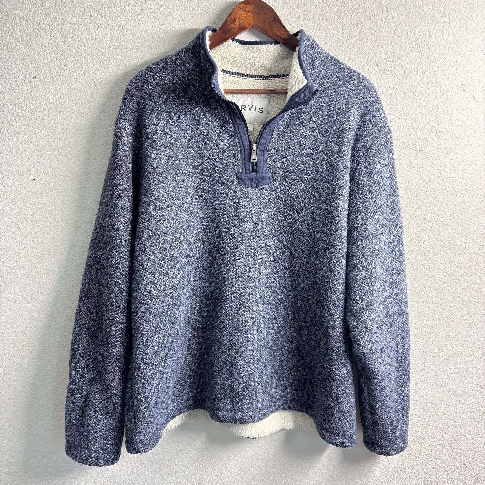 Orvis Classic Collection Quarter-Zip Sherpa-Lined Navy Sweater Fleece — Men\'s XL