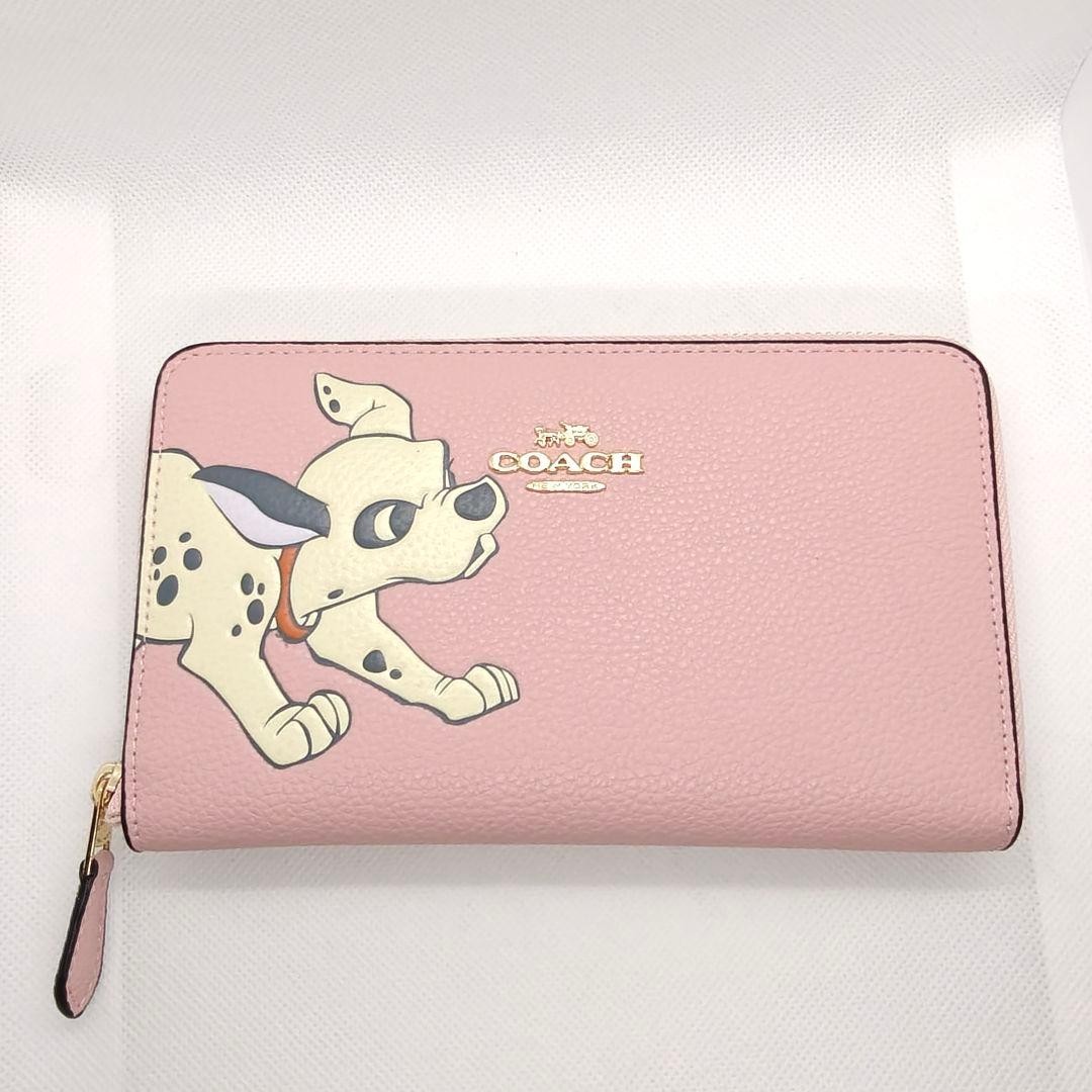 COACH 91191 Disney 101 Dalmatians Blossom Pebble Leather Long Wallet
