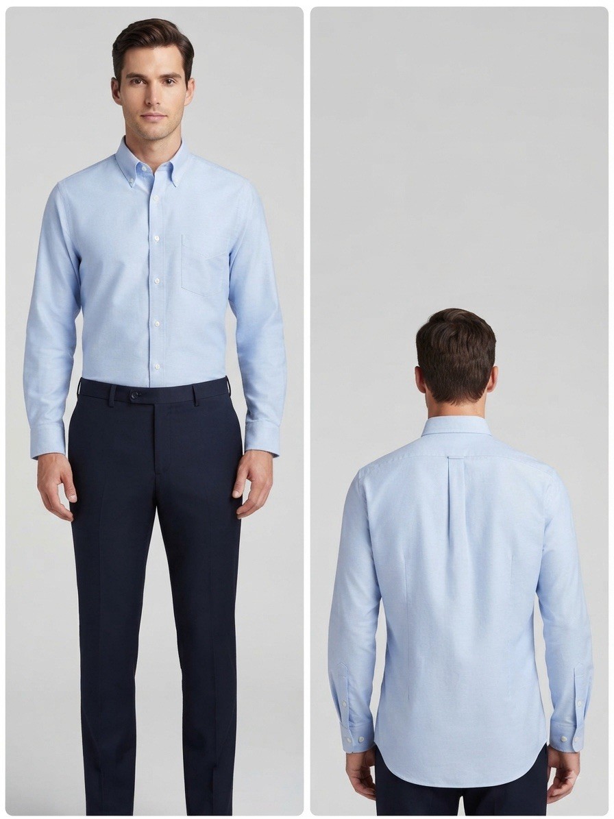 Stafford Tailored Culture Mens Fitted Wrinkle-Free Oxford Shirt Blue