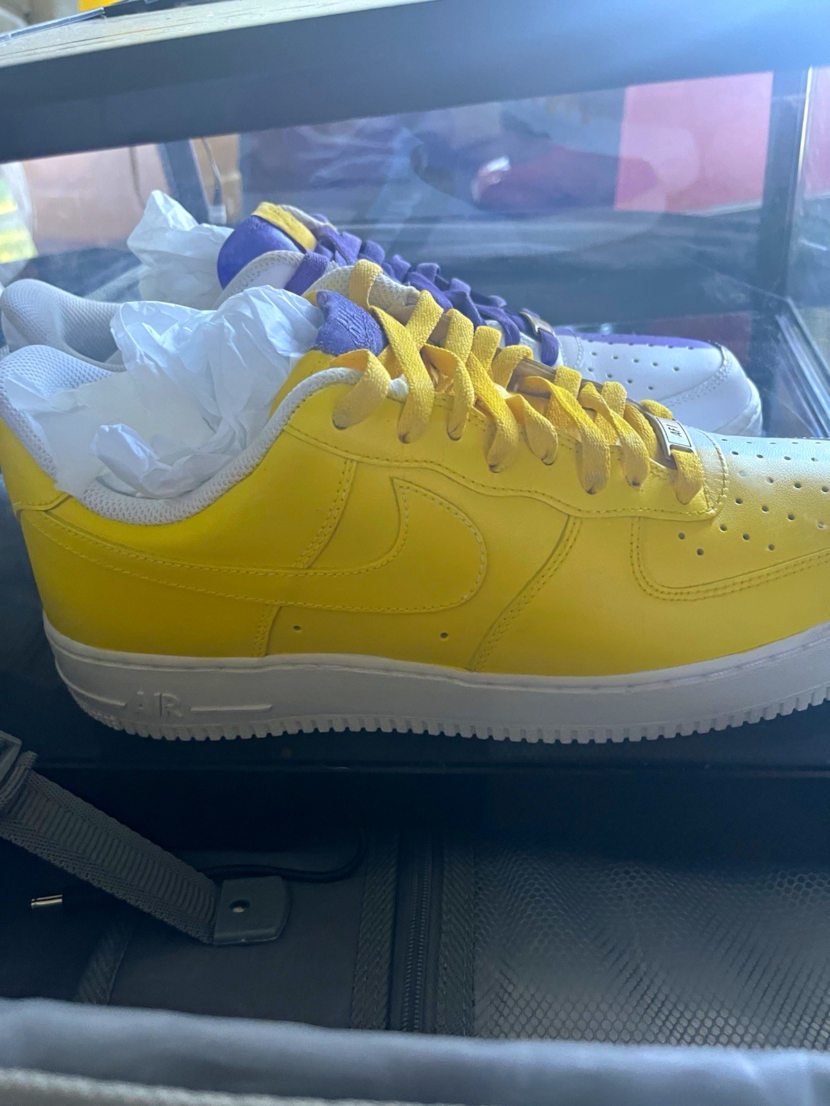 Nike Air Force 1 Low Men’s Custom Colorblock Sneaker Yellow Purple White