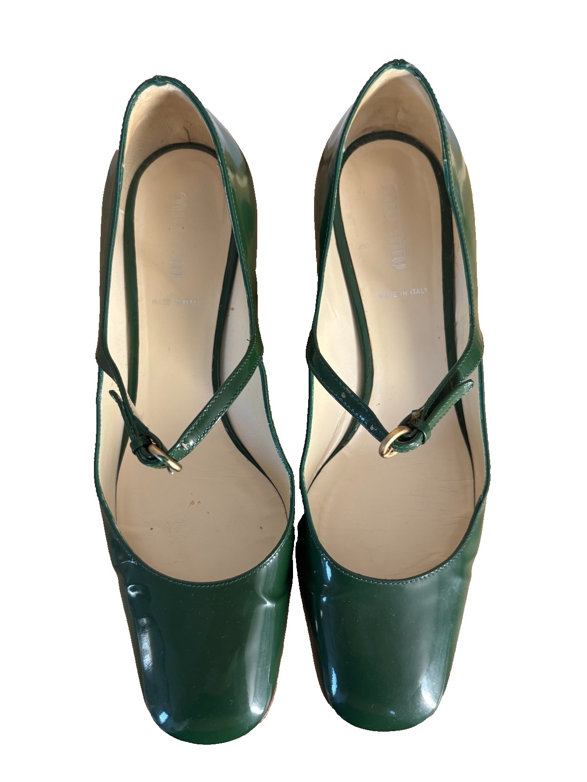 Miu Miu Patent Leather Green Heels Mary Jane IT 39 Womens