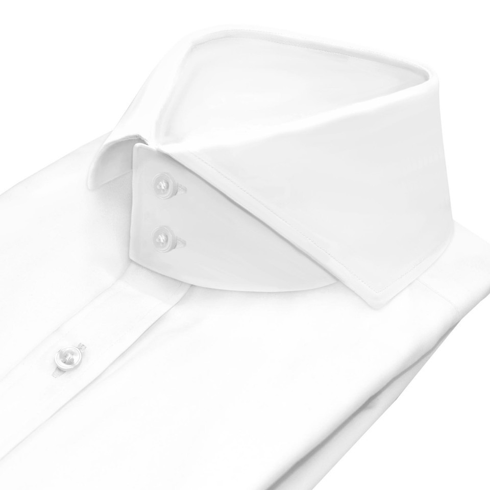 Men's High Cutaway Italian Collar Tailored Fit White Formal Office Dress Shirt