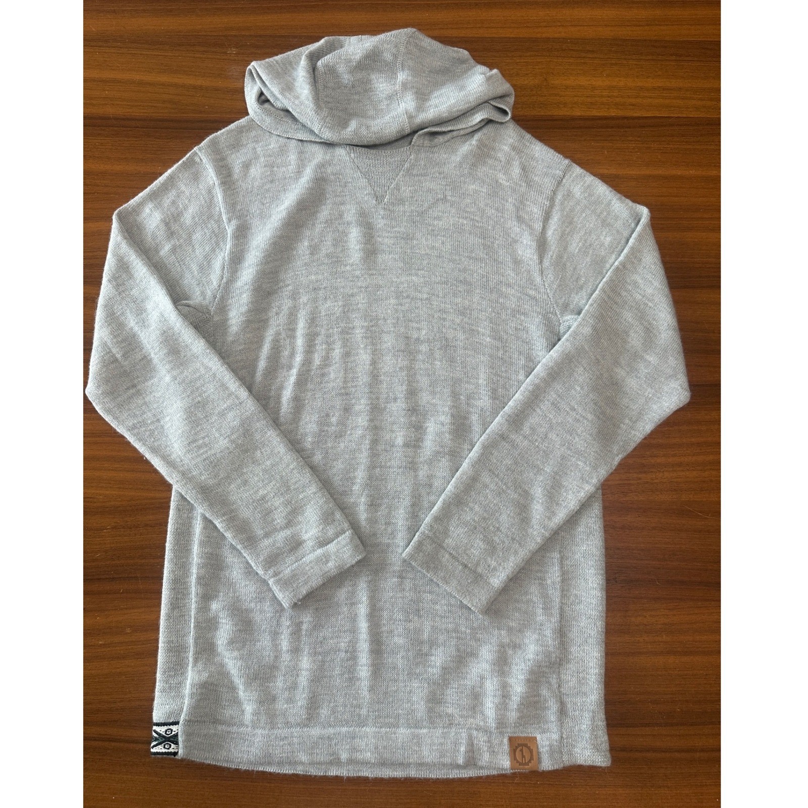 Paka Hoodie Royal Alpaca Blend Unisex Medium Light Grey Knit Pullover Sweater