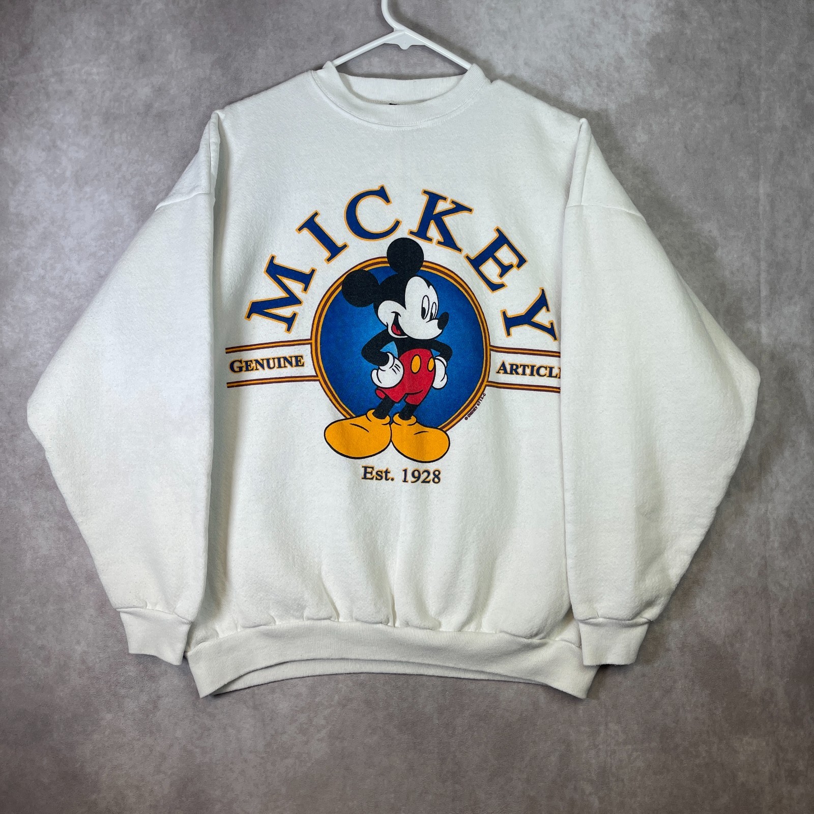 VINTAGE Mickey Mouse Sweatshirt Adult XL White Disney Pullover Casual USA 90s