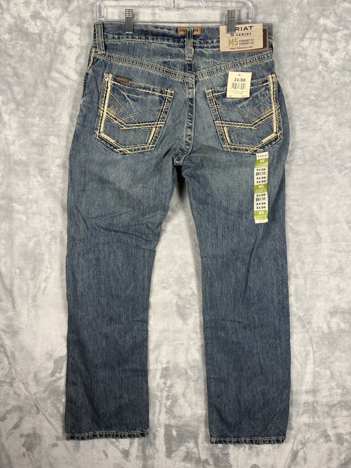 NEW Ariat M5 Jeans Straight Fit Men\'s 31x30 Gambler Wash Boot Cut Embroidered