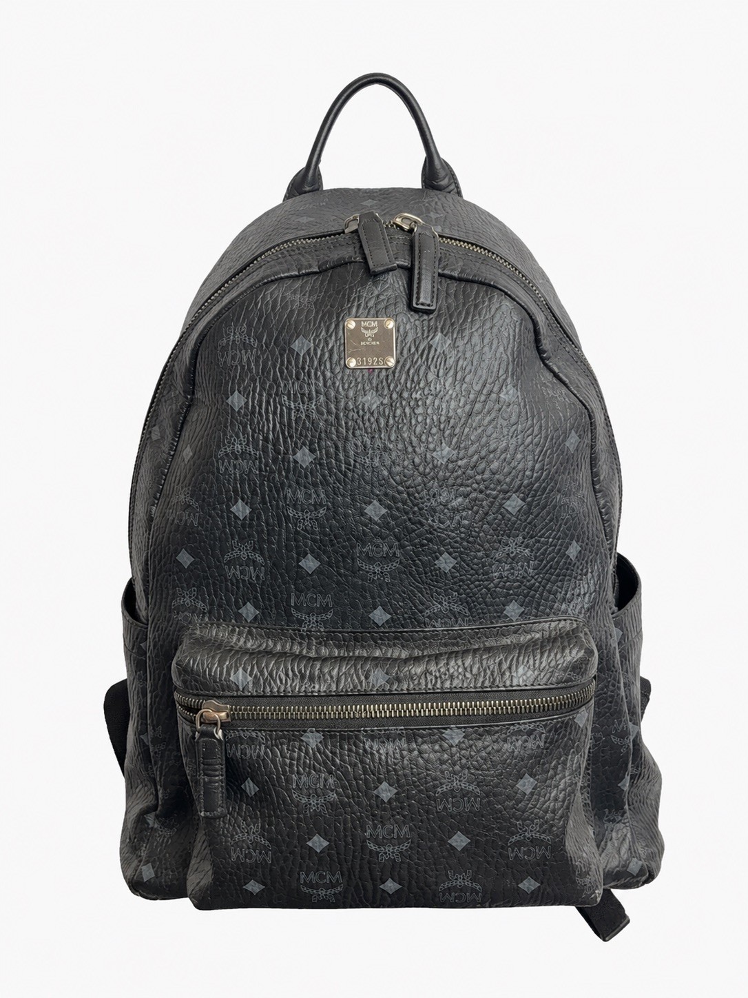 MCM Stark Large Black Backpack Visetos Logo Pre-Owned
