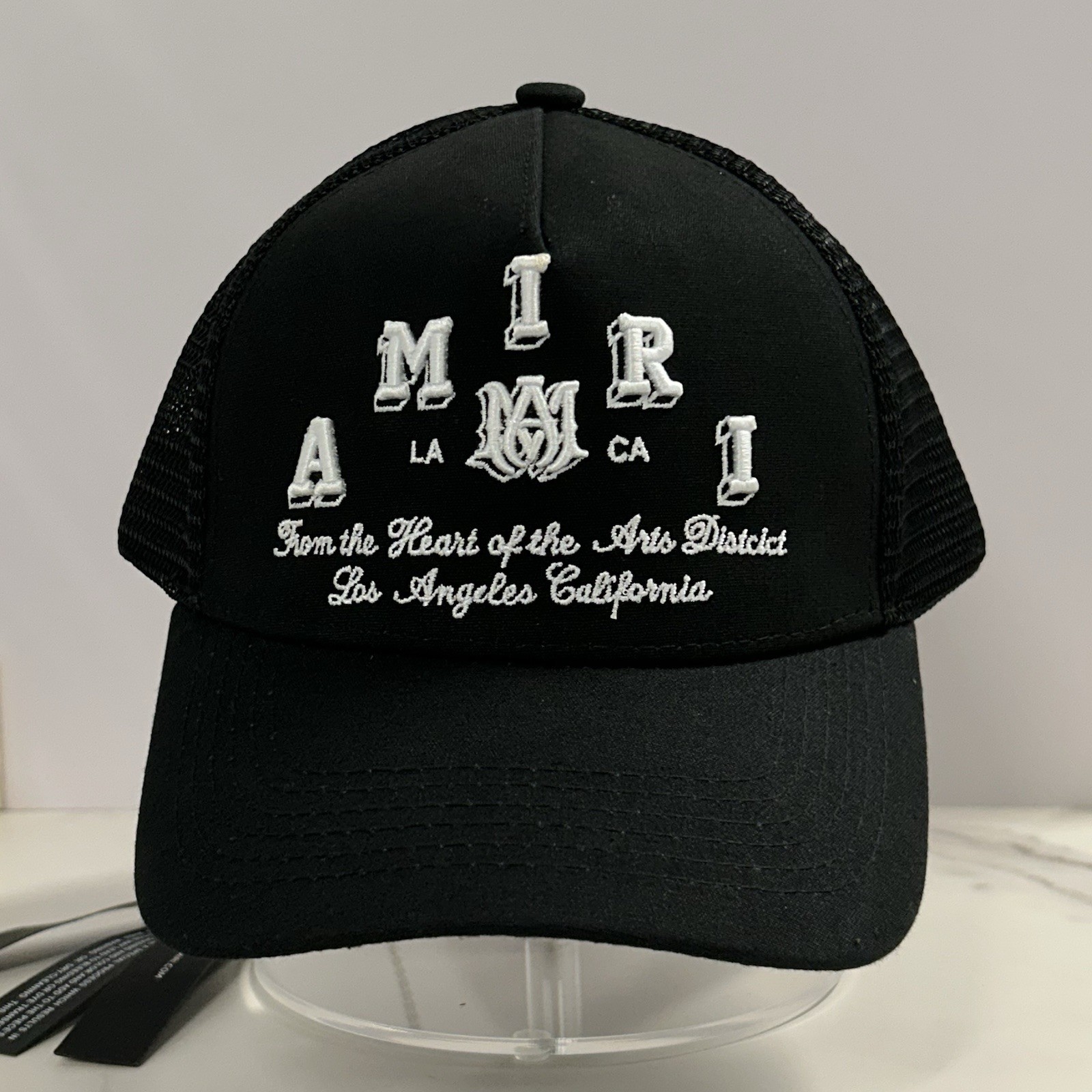 Amiri Trucker Hat From The Hearts of Art District Black Mesh Cap LA California