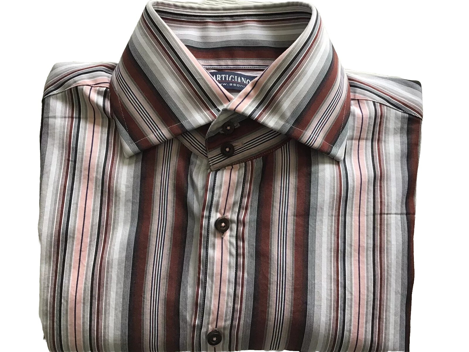 Artigiano Asoni Shirt Size 15.75/40 Men\'s Multicolor Striped Long Sleeve 
