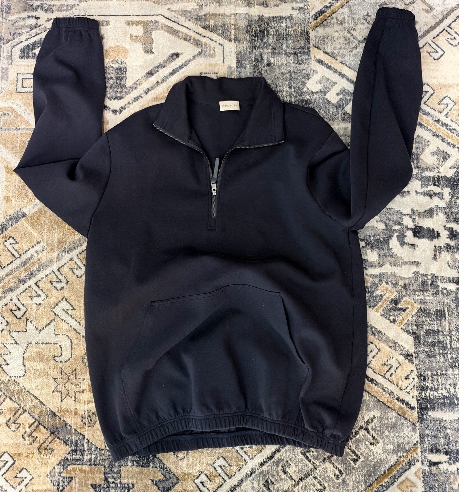 Moncler Cotton Half-Zip Sweatshirt Midnight Blue Size XL/4