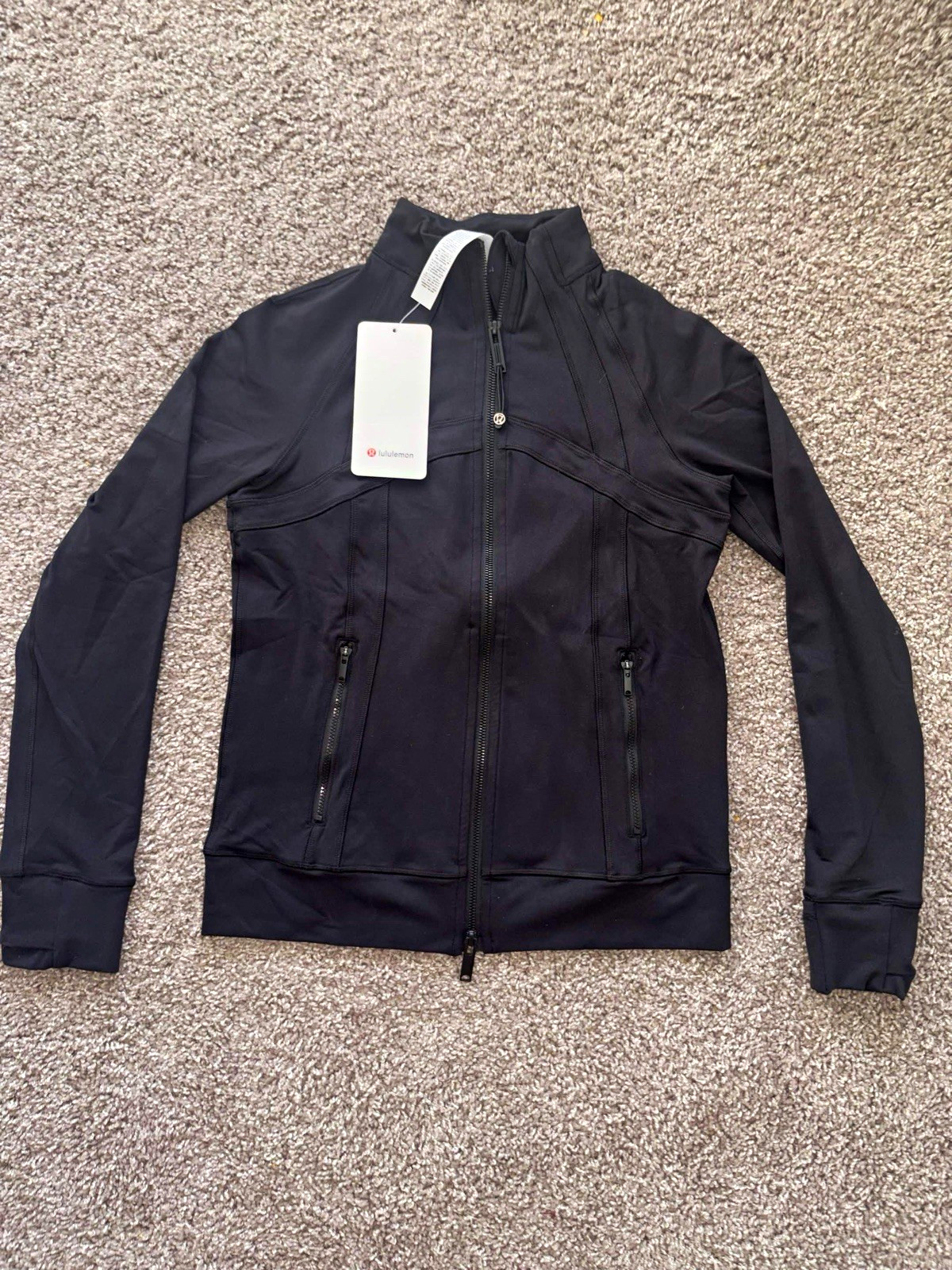lululemon Define Track Jacket Black Size 6 Slim Fit Full Zip Pockets Thumbhole