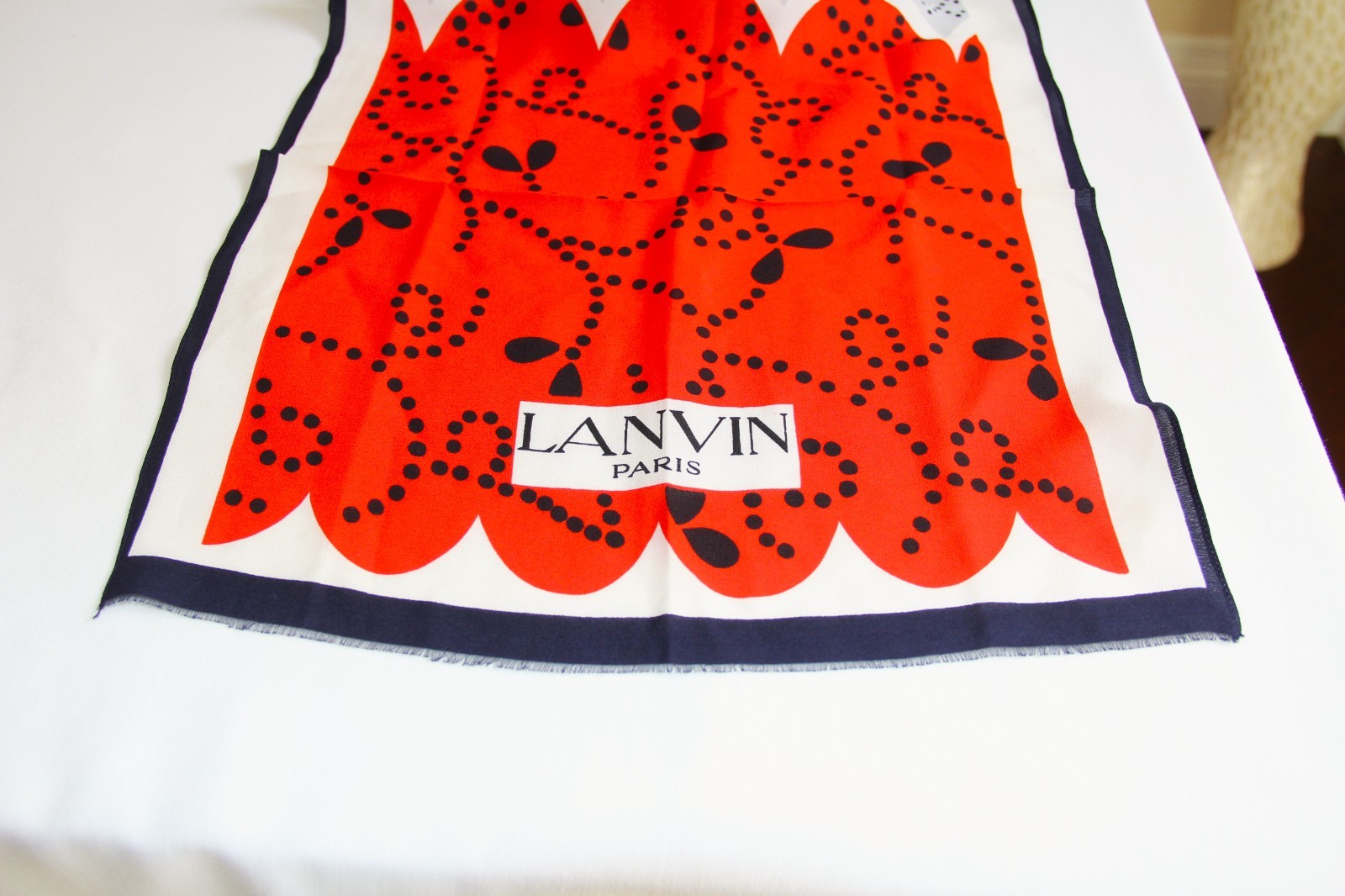 Lanvin Silk Oblong Scarf. RARE Gorgeous 100% Rectangular Silk Scarf