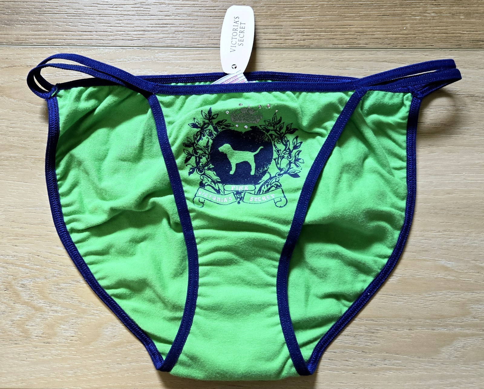 NWT Rare Vintage Victoria\'s Secret PINK Cotton Double String Bikini Panties S