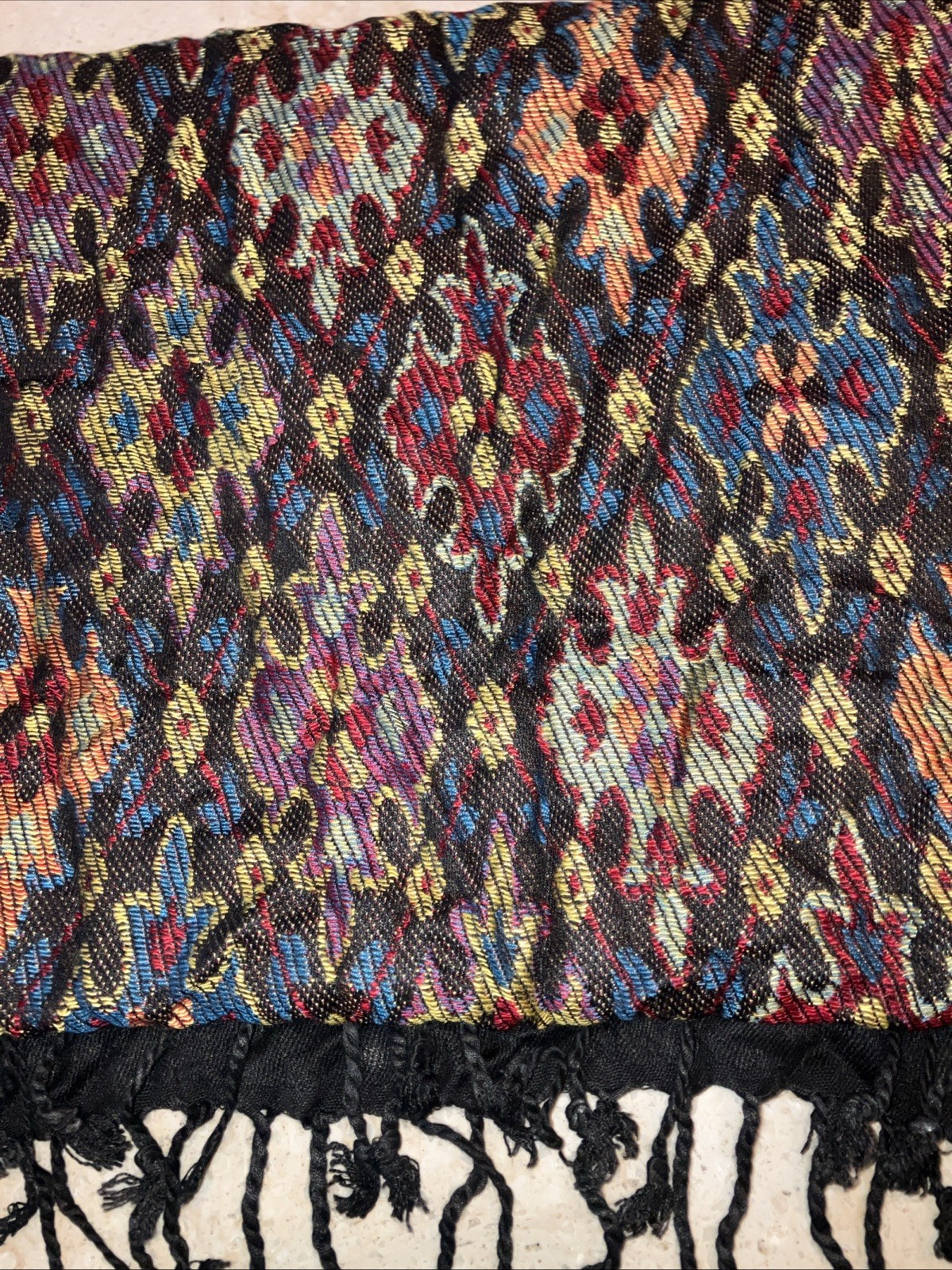 NWT Sacred Threads 100% Viscose Rayon Scarf Boho Patterned India Multicolor