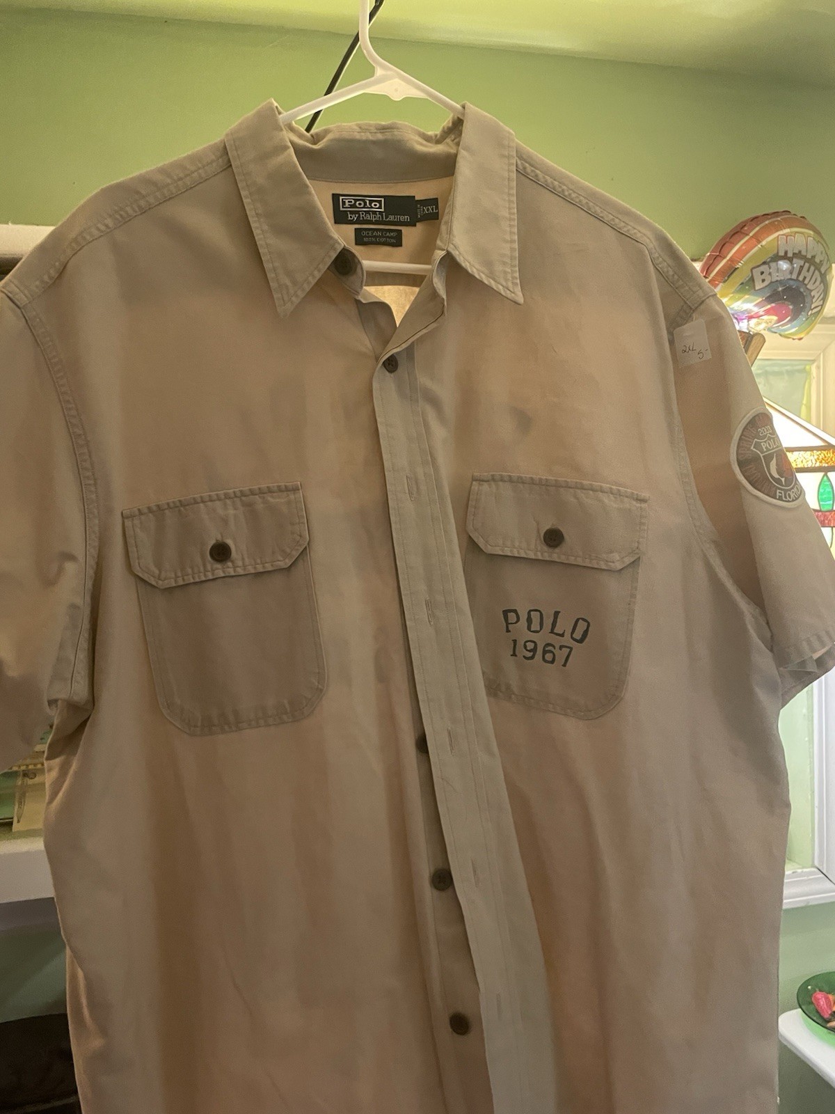 Polo by Ralph Lauren Ocean Camp Men’s 2XL Beige Cotton Twill Shark Shirt