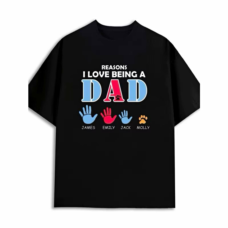 Personalized Reasons I Love Being A Dad T-Shirt Custom Kids Names Dad Gift