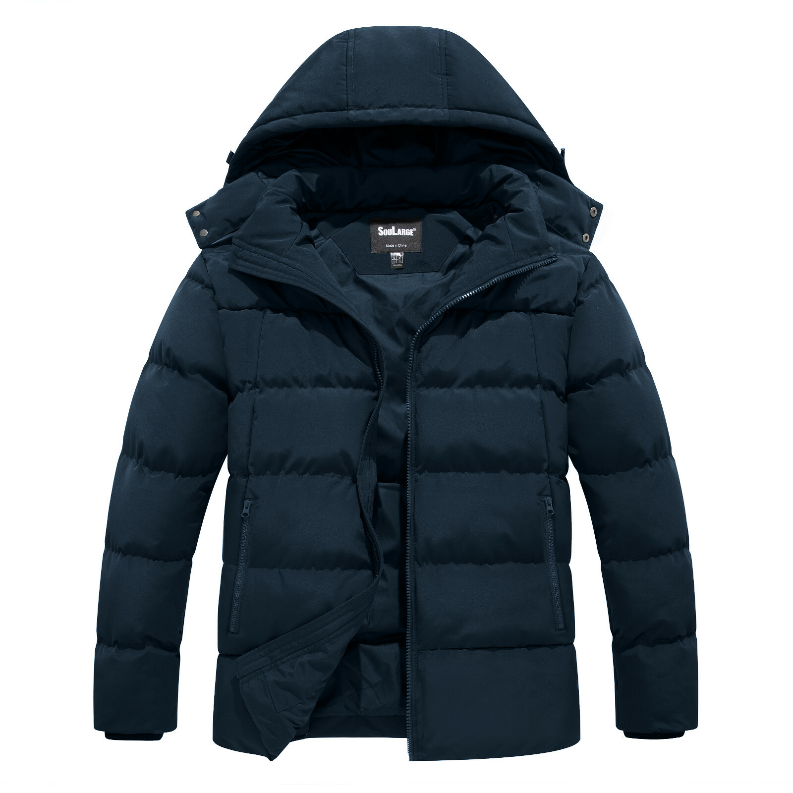Soularge Men's Big and Tall Winter Puffer Jacket Warm Thicken Coat with Hood