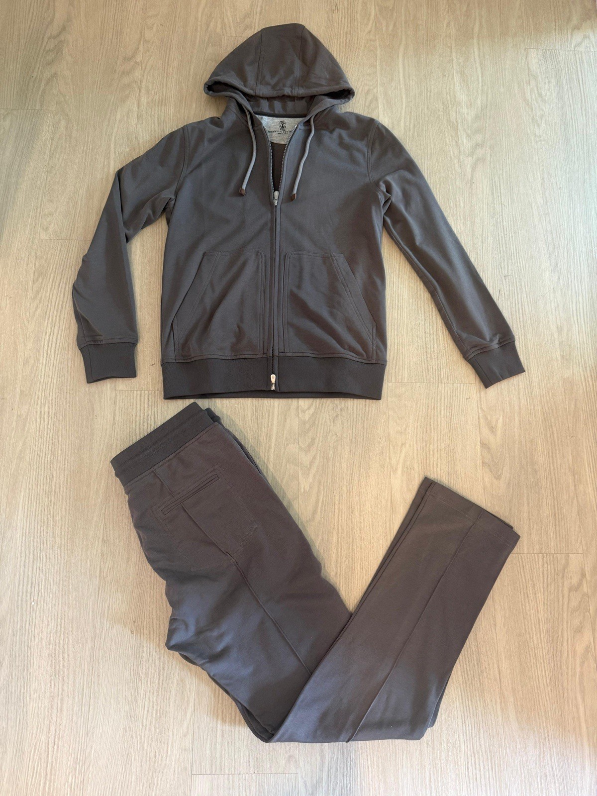 Brunello Cucinelli Mens Hoodie Jogger Set Size 52 Graphite 100 Cotton It G1N